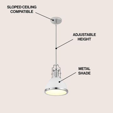 Homer Modern Industrial Iron LED Dome Pendant - JONATHAN Y